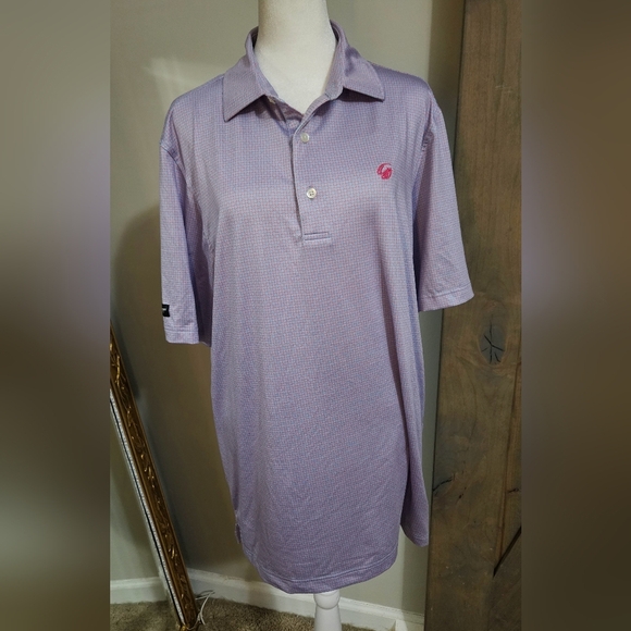 GRUN GOLF Maze Polo In Purplw Print. Size Large - Picture 3 of 15